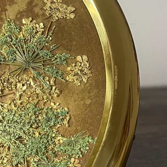 MCM Pressed Dried Wildflower Floral Leave Brass Framed-Hawaiian Floral - Picture 4 of 10